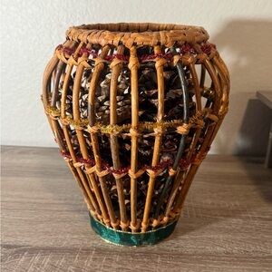 Holiday Handcrafted Brown Wicker Vase